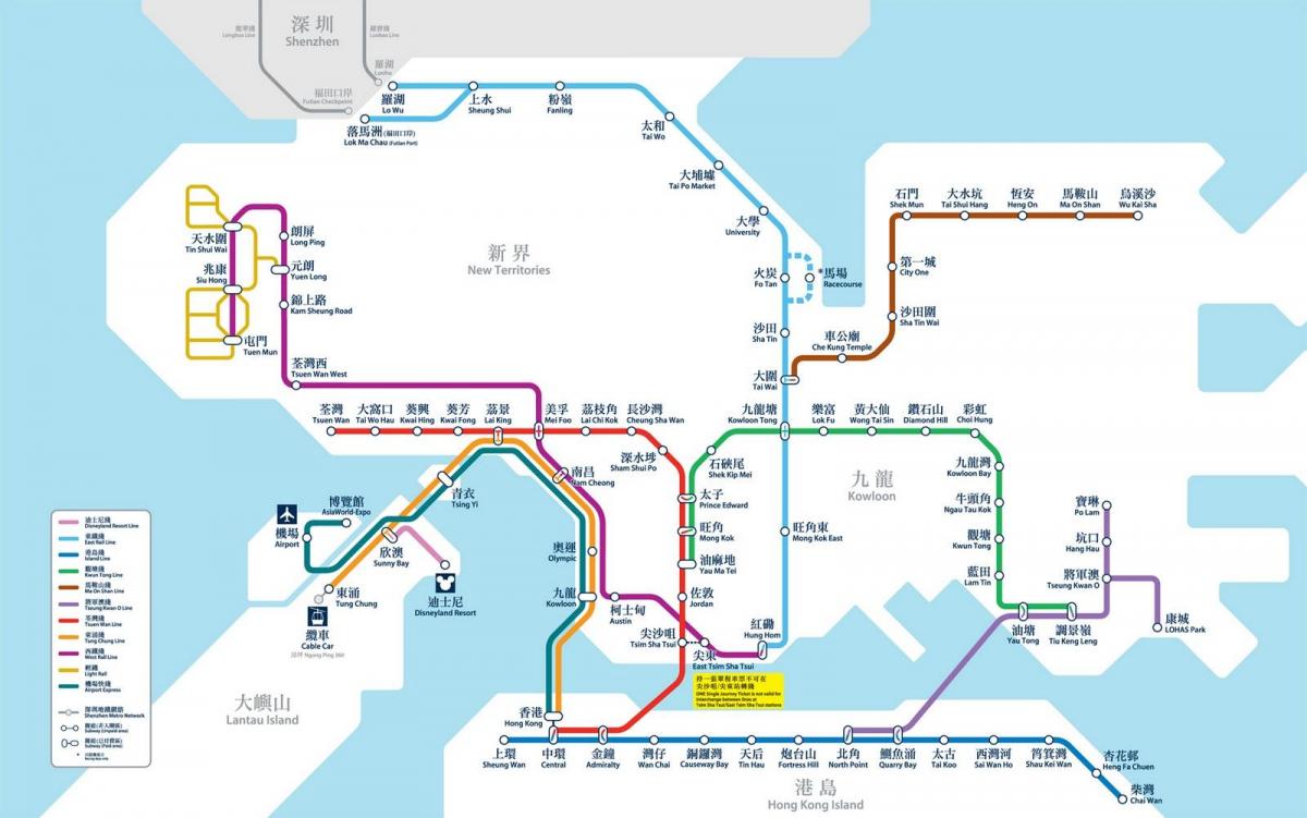 HK bản đồ ga tàu ĐIỆN ngầm