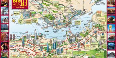 Hong Kong xe buýt lớn bản đồ du lịch