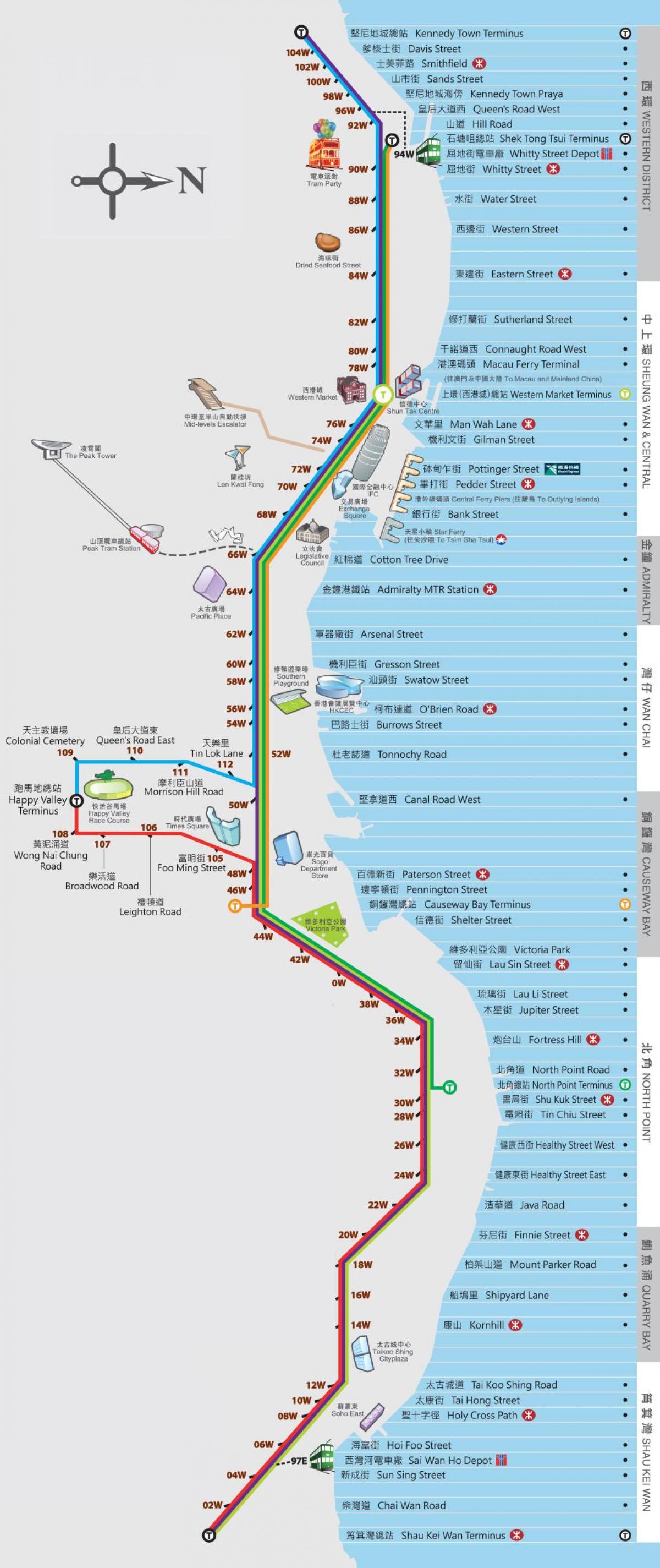 Hong Kong ding ding xe điện bản đồ