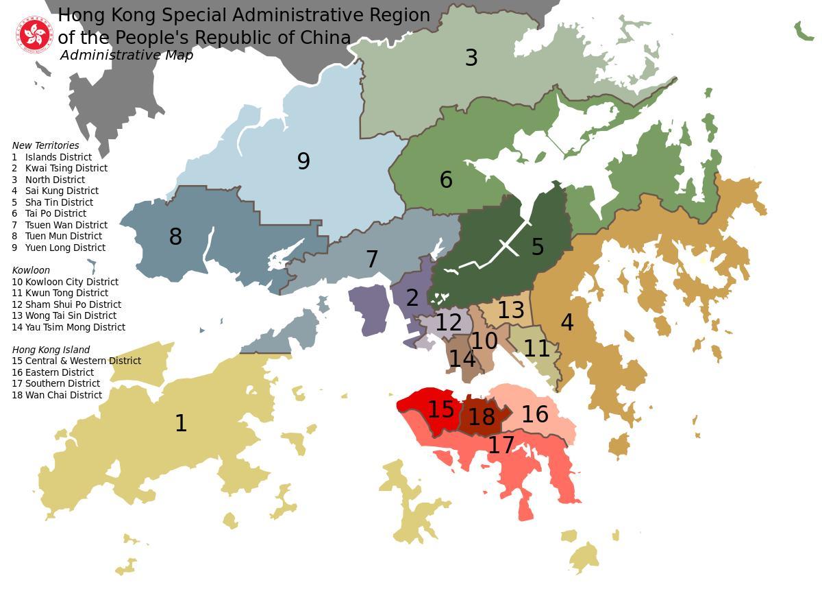 bản đồ của Hồng Kông khu phố
