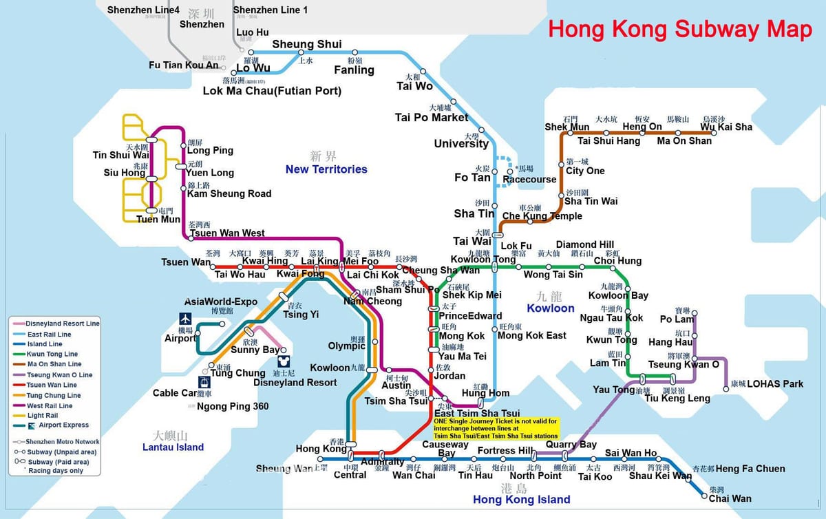 tàu điện ngầm bản đồ Hong Kong