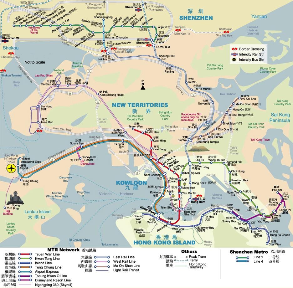 Hong Kong bản đồ trong tiếng anh