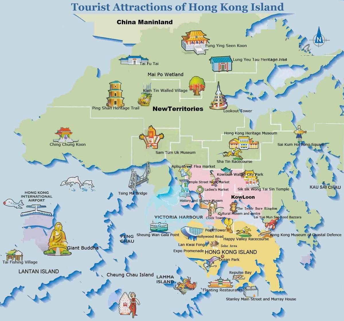 Hong Kong bản đồ cho khách du lịch