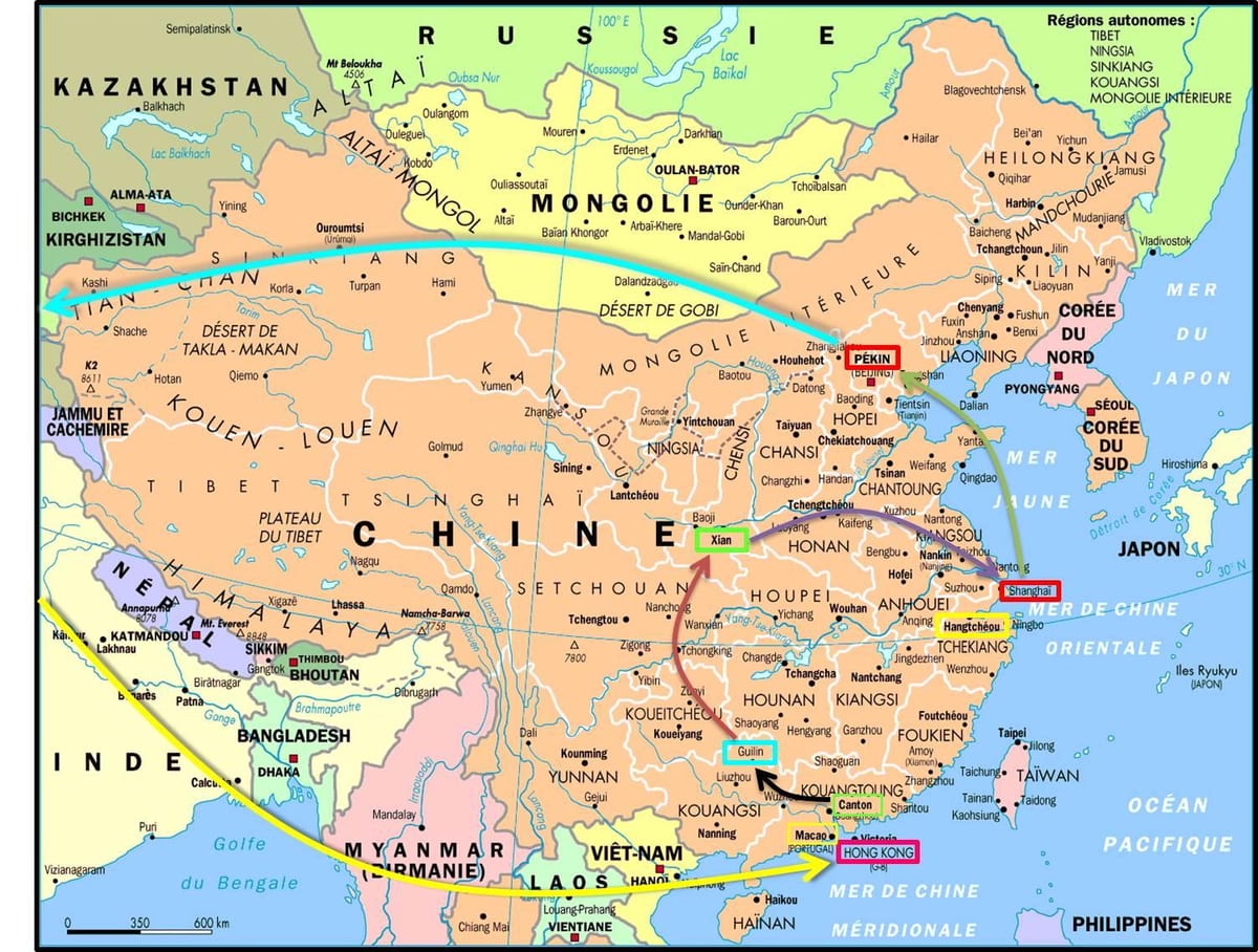 Thượng hải để Hong Kong bản đồ