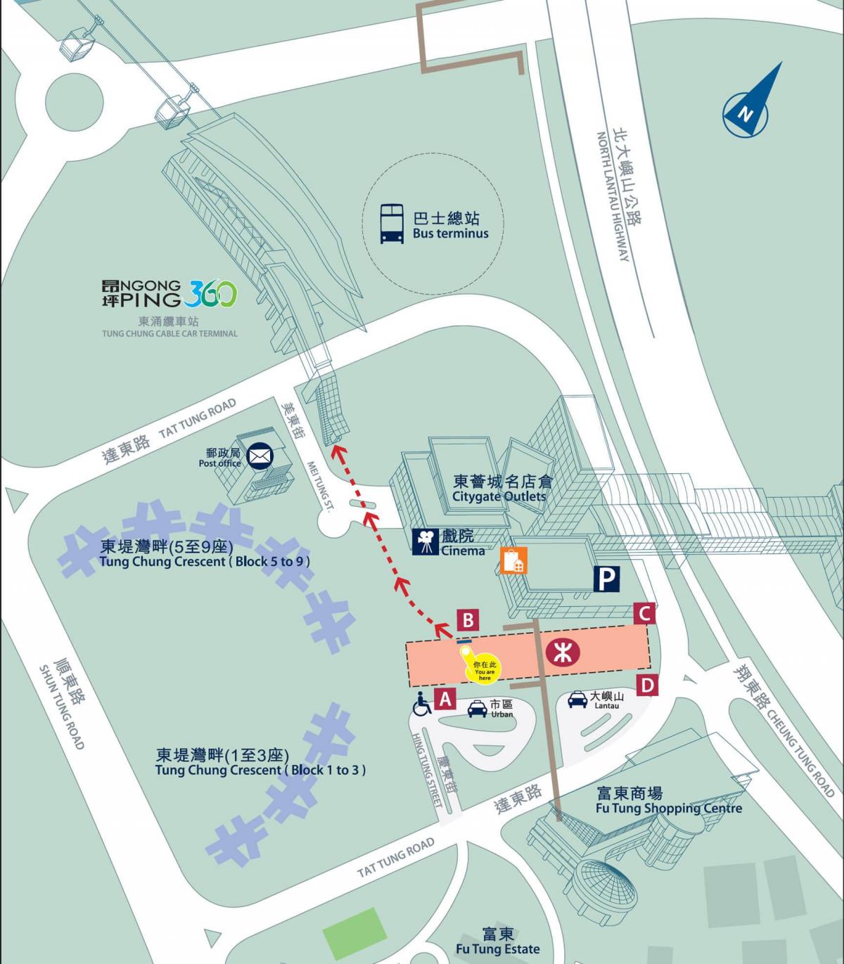 Tung Chung dòng ga tàu ĐIỆN ngầm bản đồ